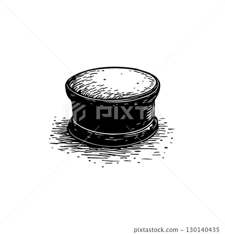 Detailed sketch of a round box or container with lid on a white background 130140435