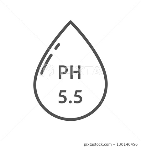 Ph 5.5 icon, line simple set. Neutral balance skin, thin line web symbol. Drop with PH symbol. tested products for skin, hair and food. Healthcare cosmetic natural  130140456