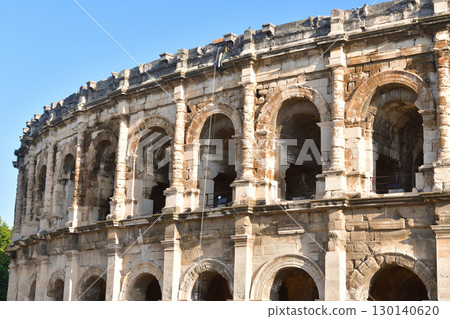 The Roman amphitheater in Nimes, France (photographed on August 15, 2025) 130140620