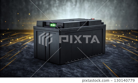 High-performance battery showcased against a dynamic background with sparks illuminating the space 130140779