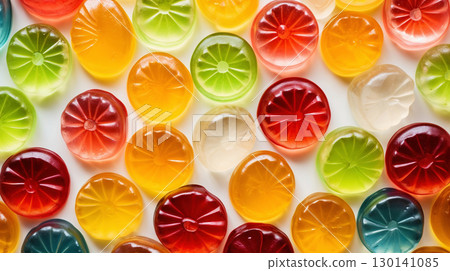 Fruit jelly candies background. Colorful sweet backdrop. Generative AI 130141085