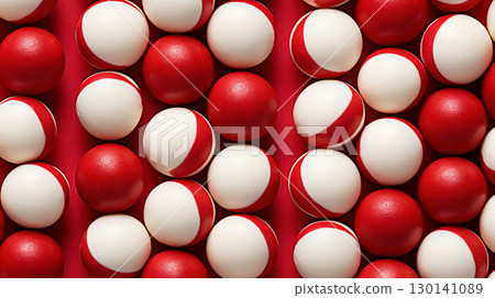 Red and white bonbons candies background. Generative AI 130141089