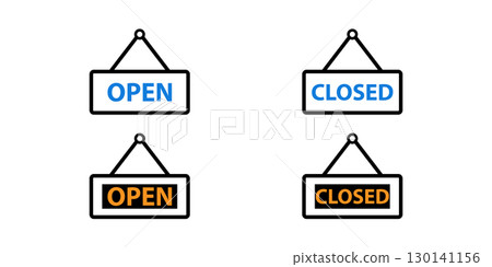 Simple Vector Illustration of Hanging Open and Closed Signs. Open and Closed Signs. Illustration of Nameplate Icon. Simple Vector Illustration of Hanging Open and Closed Signs. Open and Closed Signs. Illustration of Nameplate Icon. 130141156