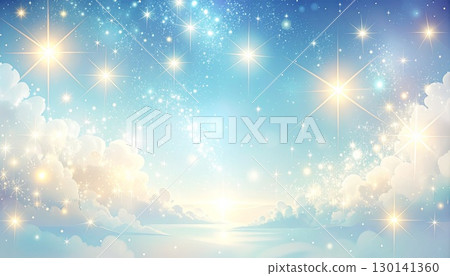 夢幻閃耀的背景，閃耀著星空的光芒。可用於婚禮和化妝品的素材。 130141360