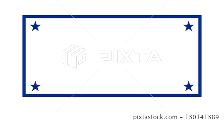 Blank Rectangular Frame with Blue Border and Stars. 130141389