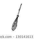 Witch broom in hand drawn style 130141613