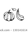 Doodle pumpkins icons in vector. Hand drawn pumpkin  130141614
