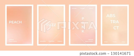 Peach pink gradient background set. Nude, peach and apricot gradient soft poster. Modern design for wall art, flyers, brochures, covers and web banners 130141671