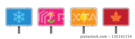 four seasons traffic sign summer autumn winter spring isolated vector illustration 130142154