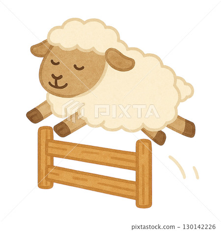 Illustration of a sheep flying through a fence 130142226