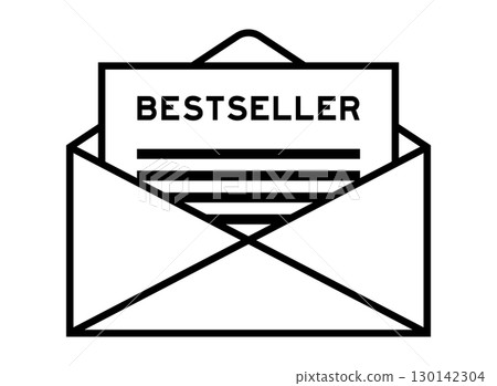 Envelope and letter sign with word bestseller as the headline Envelope and letter sign with word bestseller as the headline 130142304