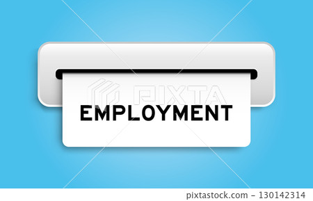 White coupon banner with word employment from machine on blue color background 130142314