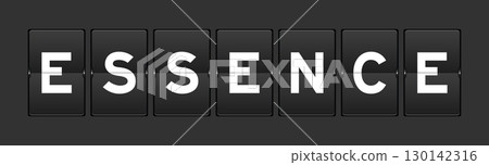 Black color analog flip board with word essence on gray background 130142316