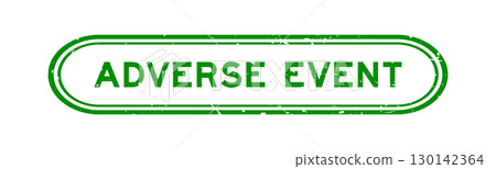 Grunge green adverse event word rubber seal stamp on white background 130142364
