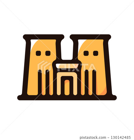 古埃及神廟插圖圖示（古埃及、旅行、埃及文化材料） 130142485