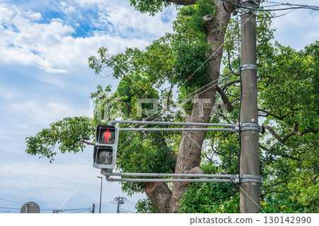 Straight arm pedestrian light (red light) 130142990
