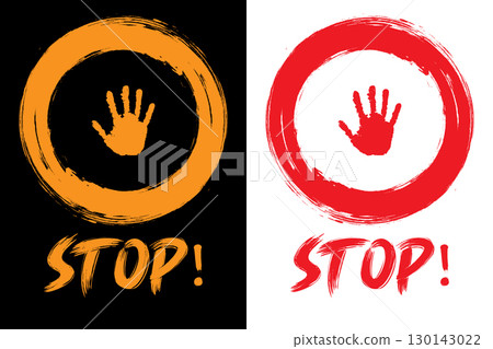 Prohibition hand stop sign, warning symbol vector illustration. Prohibition hand stop sign, warning symbol vector illustration. 130143022