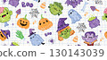 Kids Halloween seamless pattern, spooky funny childish texture vector hand drawn doodle autumn print 130143039