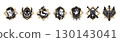 Fantasy game icon, vector UI RPG badge set, hand drawn magic weapon silhouette, reward skill sign.  130143041