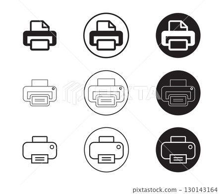 Printer or Fax icon. Icon of a Printer Printing a Document. 130143164