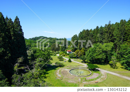 Sasanagare Dam Front Garden Square seen from the top of Sasanagare Dam Sasanagare Dam Front Garden Square seen from the top of Sasanagare Dam 130143212