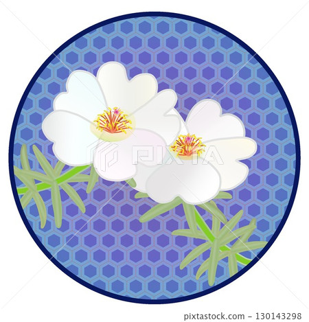 Illustration of a pine needle peony with a circular background 130143298