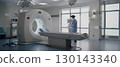 Medical CT, MRI, PET scan in a modern clinic. High-tech and functional medical equipment in a clean white room and a specialist. 130143340