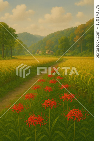 Cluster amaryllis blooming in the countryside 130143378