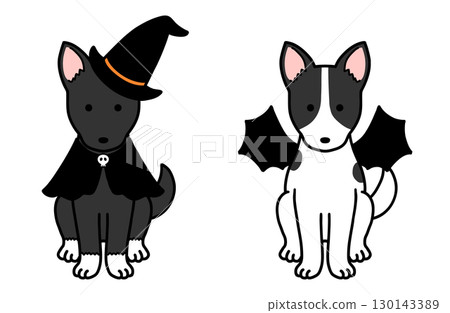 穿著萬聖節服裝的狗、救援犬和混種狗 130143389