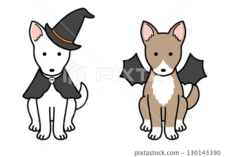 穿著萬聖節服裝的狗、救援犬和混種狗 穿著萬聖節服裝的狗、救援犬和混種狗 130143390