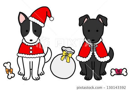 穿著聖誕服裝的狗、救援犬和混種狗 130143392
