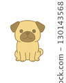 適合幼兒園和托兒所的可愛哈巴狗人物插圖（透明背景） 130143568