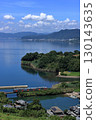 Omura Line train running along Omura Bay in summer 130143635