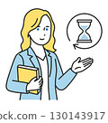 一位英語老師和代表無限時間的沙漏的插圖 130143917