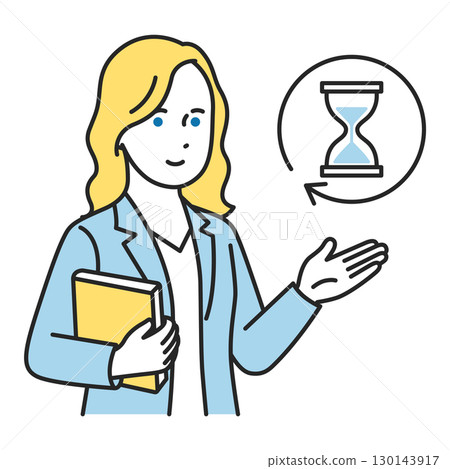 一位英語老師和代表無限時間的沙漏的插圖 130143917