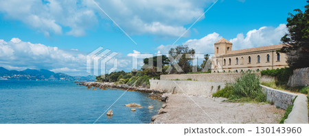 abbey of Lerins on Saint-Honorat Island by the sea 130143960