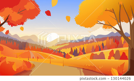Autumn leaves natural scenery 130144026