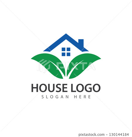 Green House Logo Design Template vector illustration 130144184
