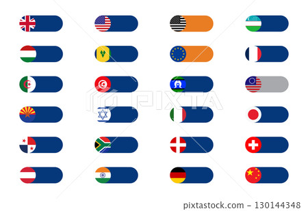 Country Flags for International Relations. Global Nation Flags in Toggle Switch Style. 130144348
