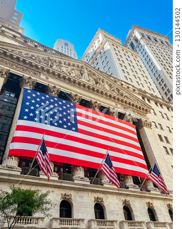 Wall St View in New York USA Wall St View in New York USA 130144502