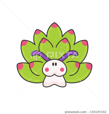 Cute Sea slug Leaf sheep icon. Costasiella kuroshimae nudibranch mollusk. Vector illustration 130145342