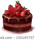 chocolate cake with strawberies topping 130145737