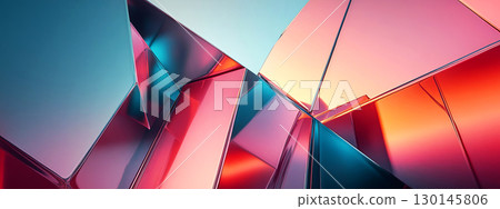 A vibrant composition of reflective surfaces and geometric shapes 130145806