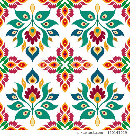 vector seamless pattern of abstract colorful geometric shapes 130145929