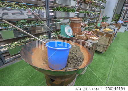 Aug 23 2025 Rustic Farmers Market Display with Vintage Tools and Fresh Produce 130146164