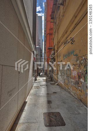 Aug 23 2025 Narrow Alleyway in Wan Chai Hong Kong Aug 23 2025 Narrow Alleyway in Wan Chai Hong Kong 130146165