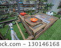 Aug 23 2025 Wooden Cart Displaying Food Items and Utensils on Green Outdoor 130146168