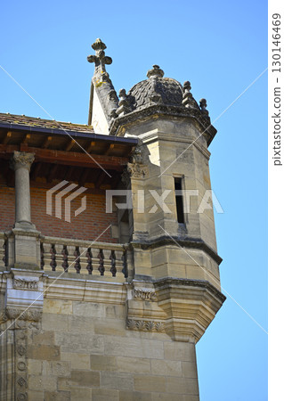 Stunning view of Cathedral Saint-Sacerdos in Sarlat, Dordogne showcasing historical architecture 130146469