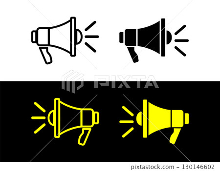 Megaphones loudspeaker icon. Speaker icon with voice recording. 130146602