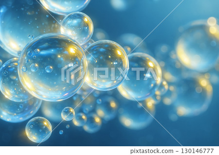 透明泡沫和輕盈漂浮的高保濕美容成分圖像背景 130146777
